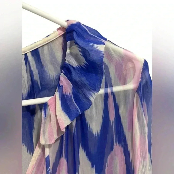 Anthropologie Marais Chiffon Maxi Dress Ruffled Tiers Sheer Tassel Beach Small - Picture 11 of 13